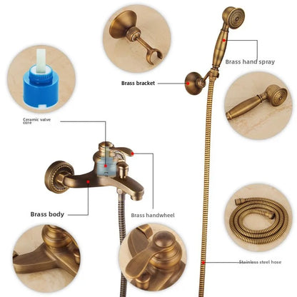 Antique Brass Simple Shower Without Overhead Spray Handheld