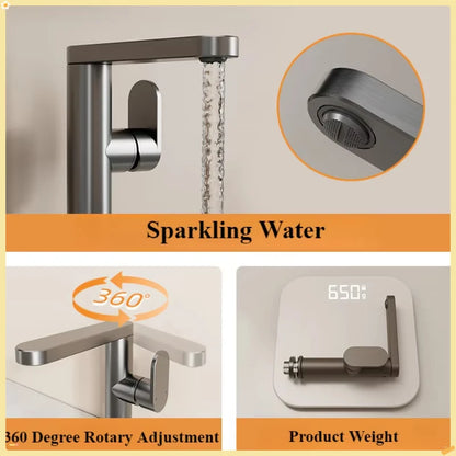 360 Rotation Bathroom Basin Faucet Grey Aluminum Washbasin