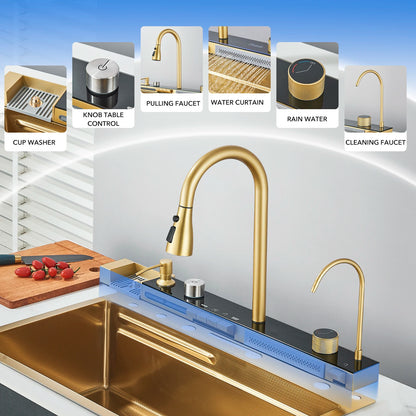 Golden Smart Digital Display Integrated Sink Temperature Control