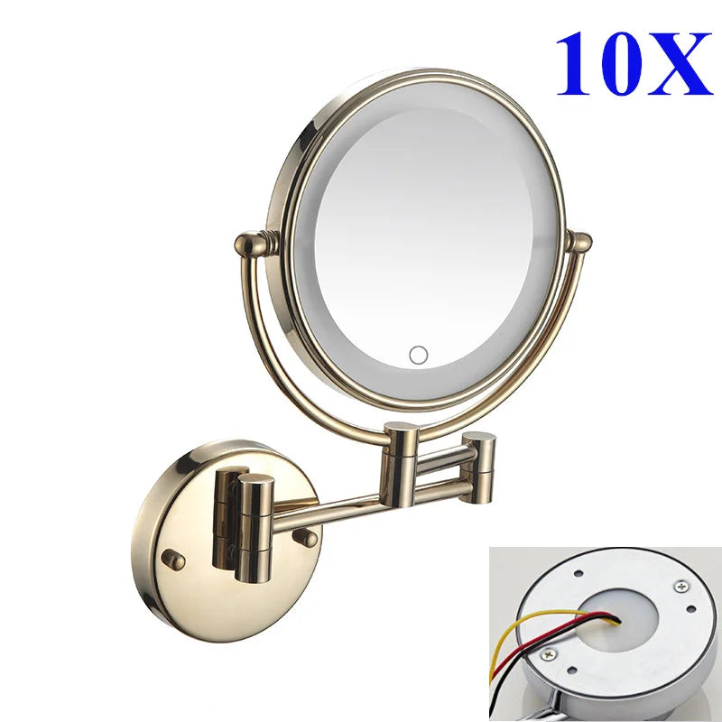 10x Magnifying Led Folding Bathroom Mirrors Walll Mounted