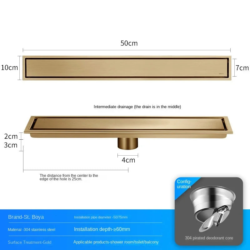 Luxury Hidden 304 Stainless Steel Rectangular Floor Drain