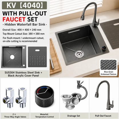 Modern Luxury Waterfall Sink Sus304 Stainless Steel Hidden