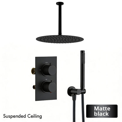 Bathroom Faucet Dial Way Brushed Gold Thermostat Shower