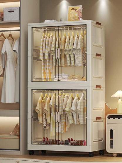 Multi-Functional Folding Storage Cabinet Doors White/Black/Gray