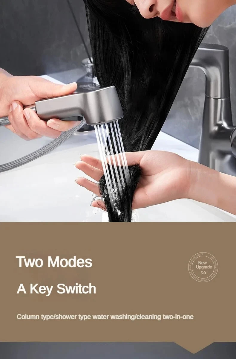 Pull Out Lift Faucet 360 Rotatable Bathroom Basin