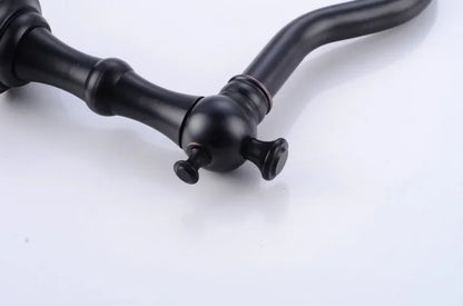 Zgrk Basin Faucet Black Brass Dual Handle Bathroom