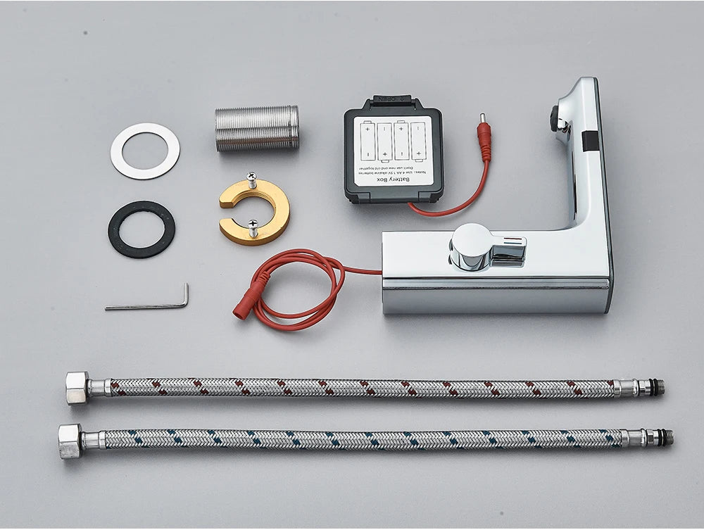 White Chrome Smart Sensor Basin Faucet Screen Digital