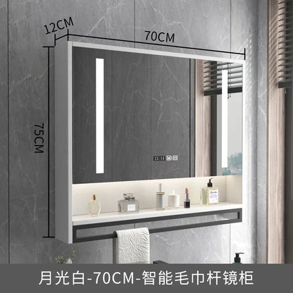 Smart Bathroom Mirror Cabinets Wall-Mounted Backlight Anti-Fog