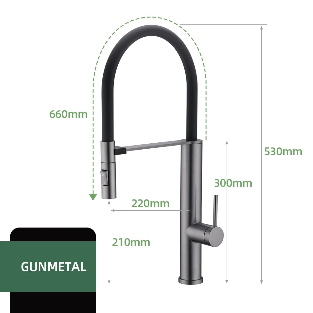 Faucet Gunmetal Flexible Pull Out Water Tap Nozzle