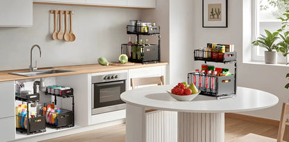 Layer Pull Out Cabinet Organizer Adjustable Storage Under-Sink