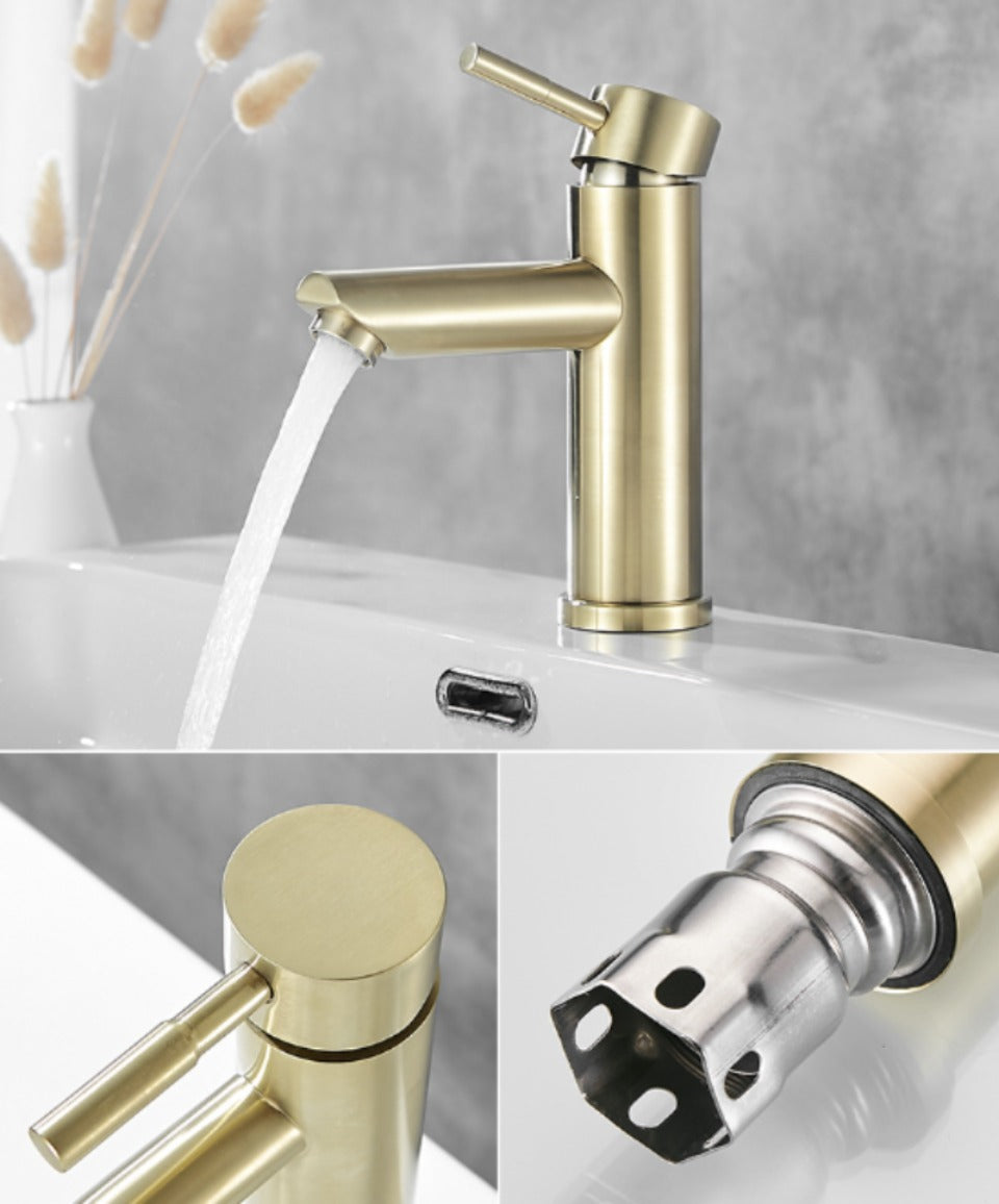 Brushed Gold Bathroom Faucet Modern Lavatory Vanity Sink