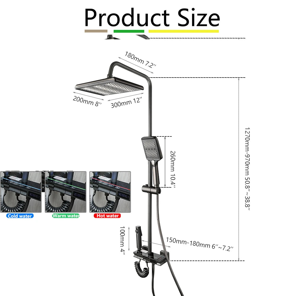 Zappo Led Digital Display Shower System Bathroom Shower