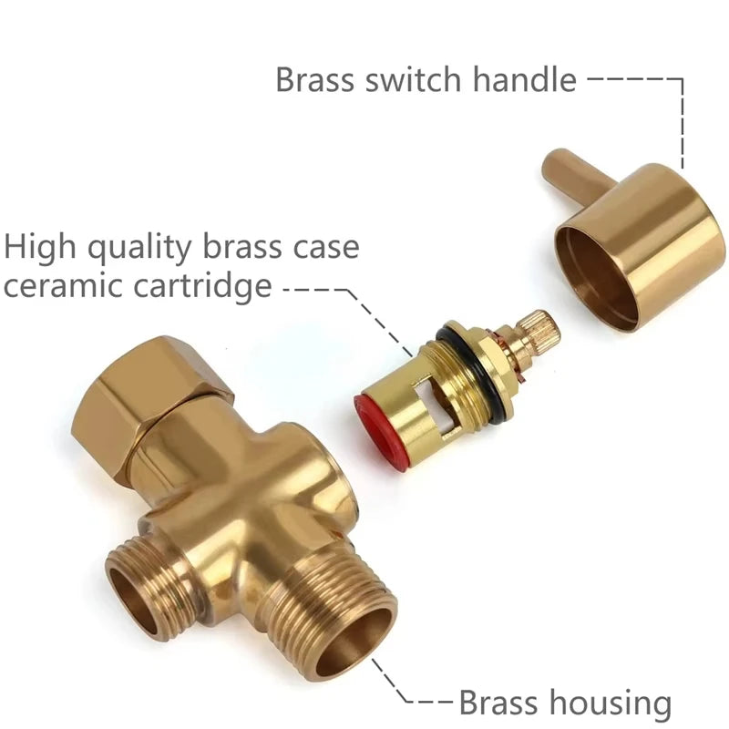 G1/2 Inch Three-Way Diverter Valve T-Type Adapter Converter