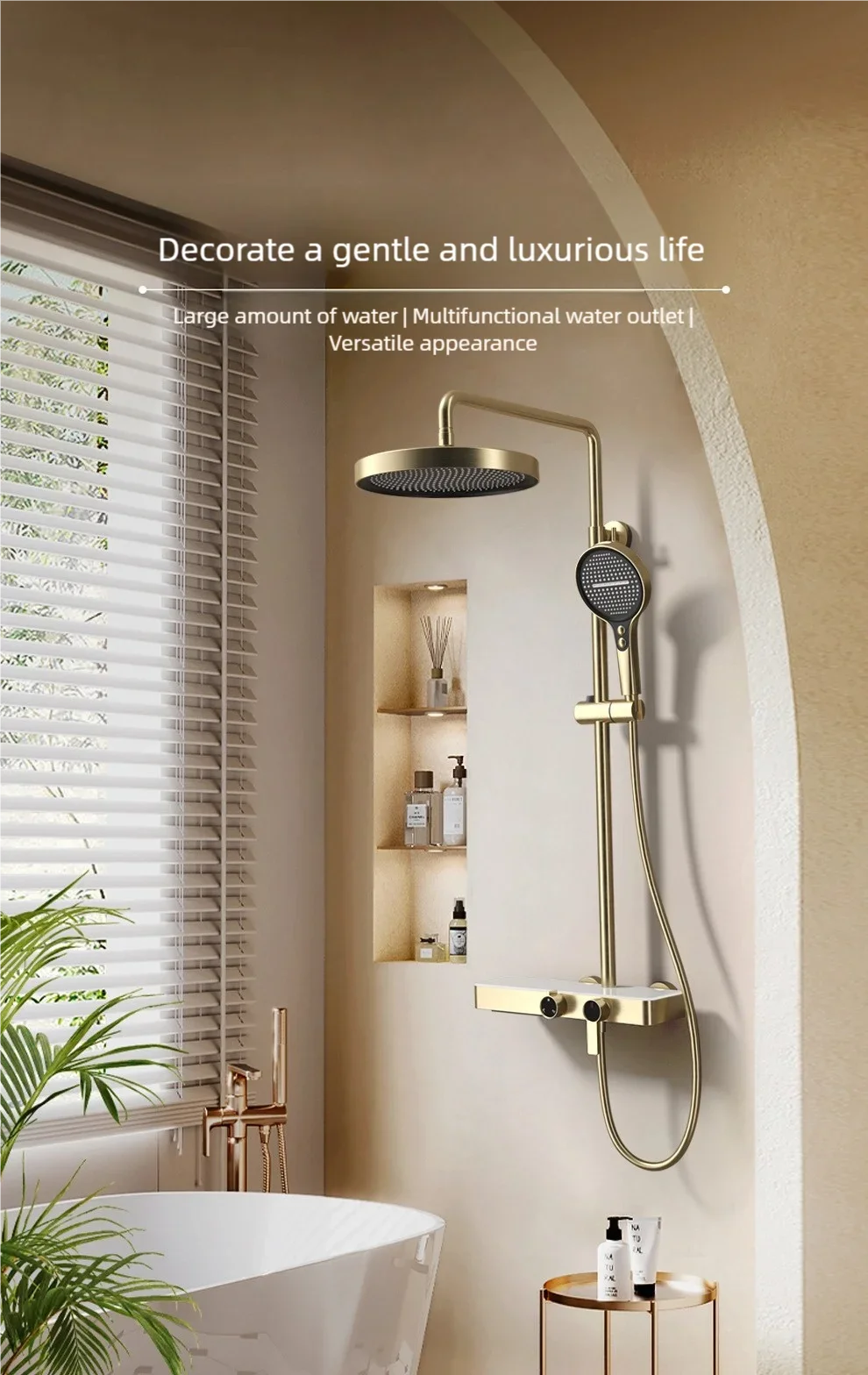 Kemaidi Bathroom Shower System Cold Control Knobbed Triple