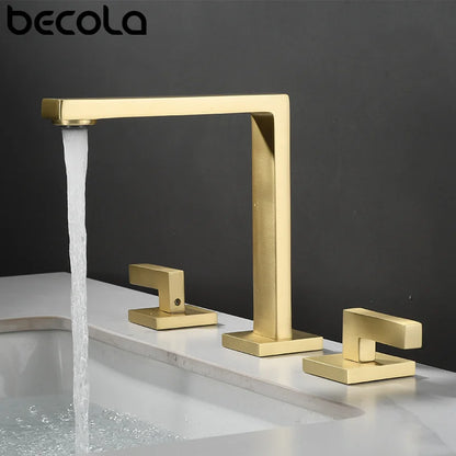 Brushed Gold Basin Faucet Total Brass Black Bathroom