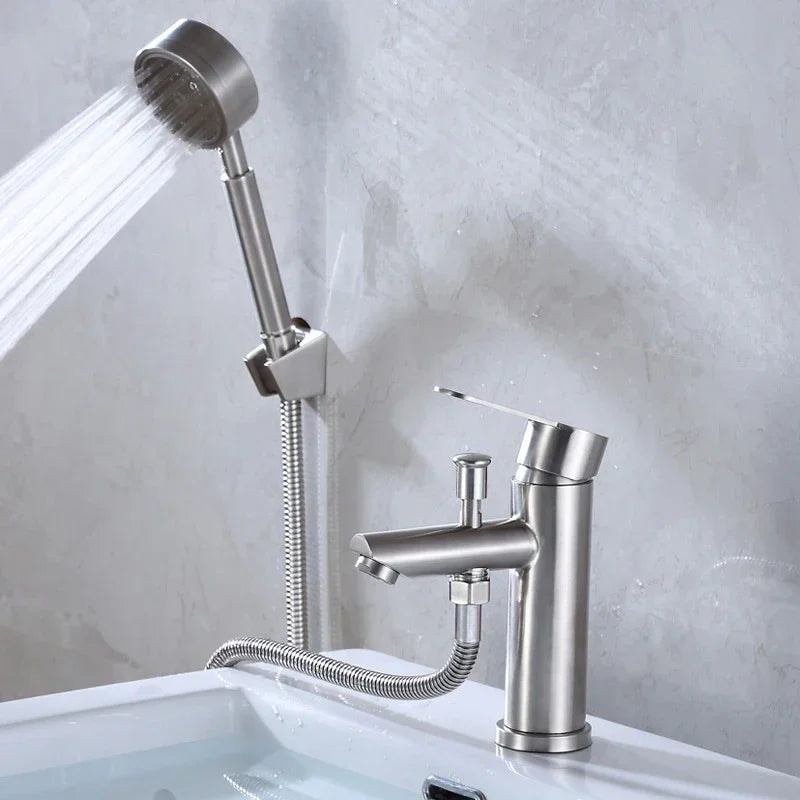 Cold Water Bathroom Basin Faucet Shower Head Shampoo