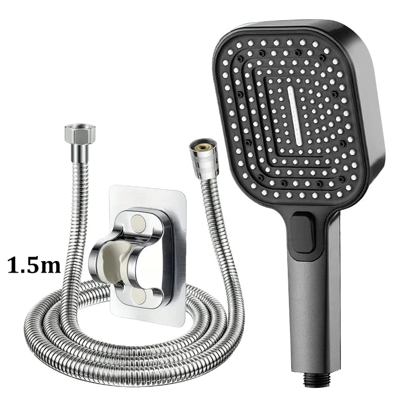 Square 3-Mode Pressurized Shower Head Large Panel Bathroom