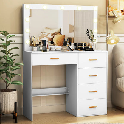 White Dressing Table Large Hollywood Mirror 11 Led