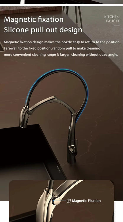 Luxury Gunmetal Brass Faucet Led Display Sensor&Pull-Out