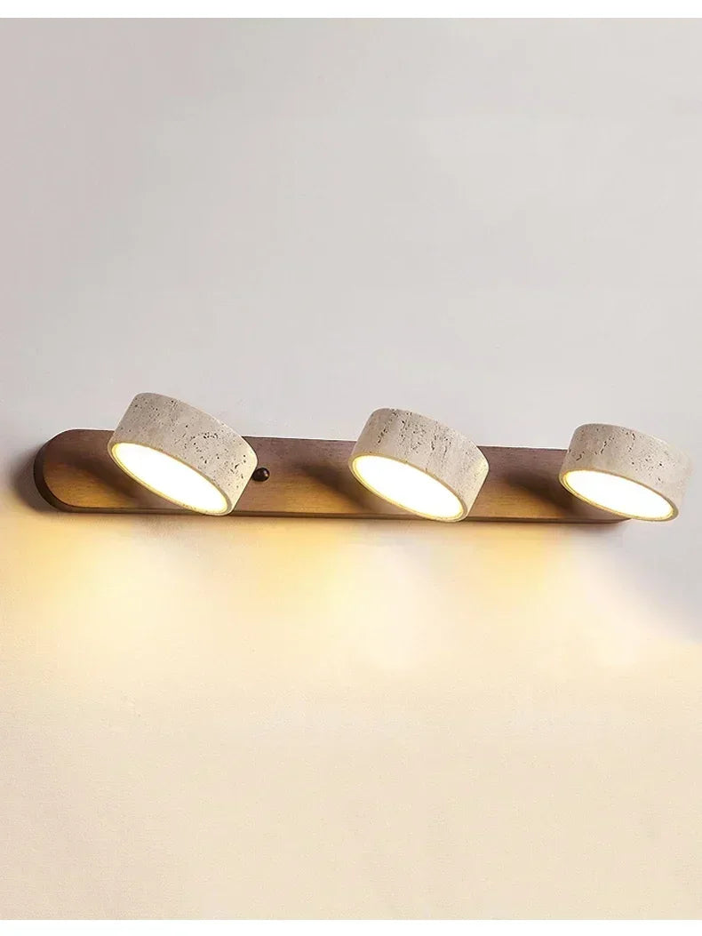 Rotatable Spanish Natural Limestone Round Led Wall Lamp
