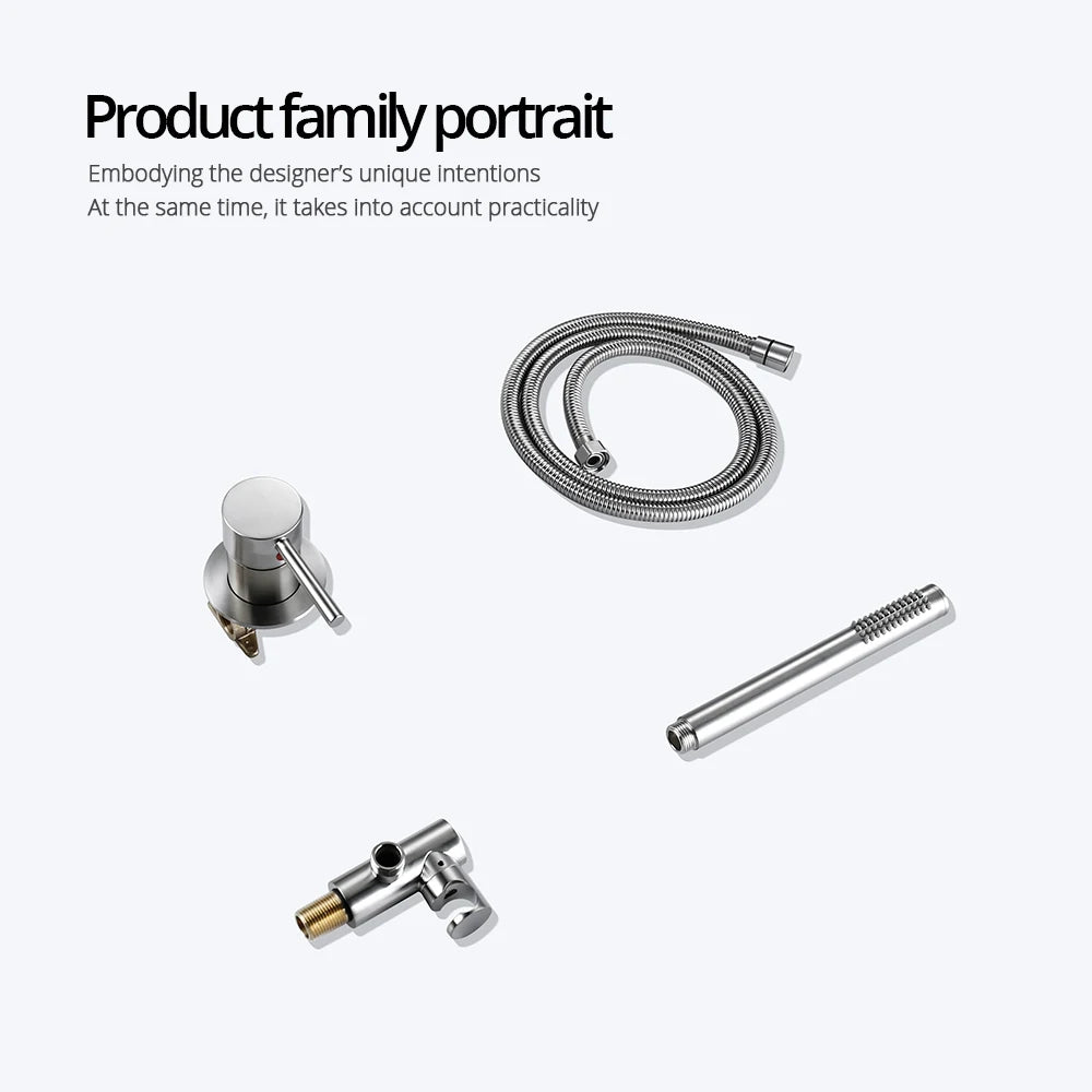 Handheld Bathroom Shower System Brushed Gold Cold Water