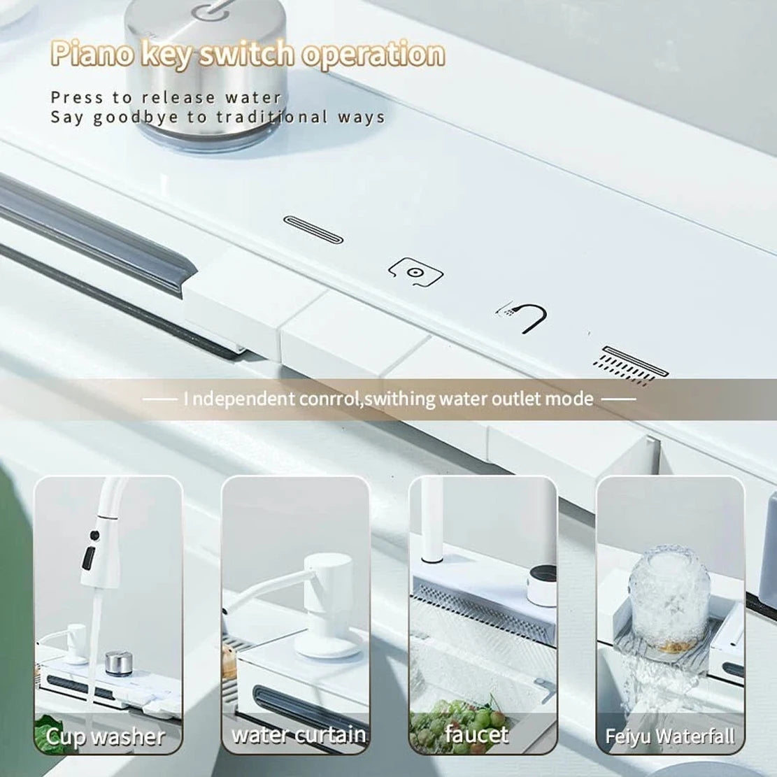304 Stainless Steel Waterfall Sink Large Slot Integrated