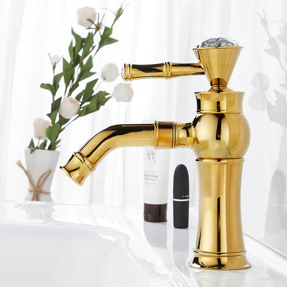 Chrome Basin Faucets Modern Gold Deck Mounted Bathroom