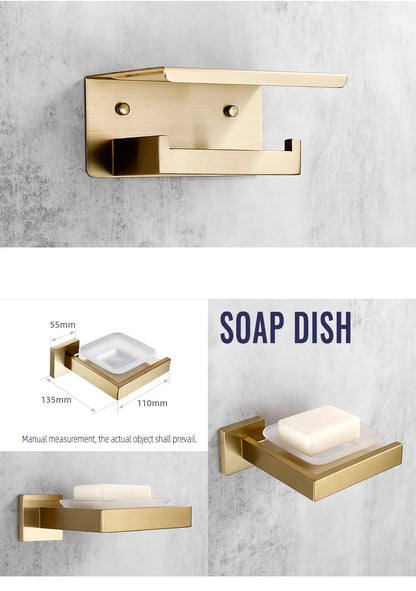 Brushed Gold Bathroom Toilet Brush Holder Toilet Paper