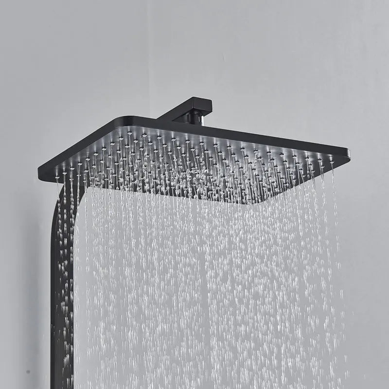Black Thermostatic Shower Faucets Digital Display Screen Cold