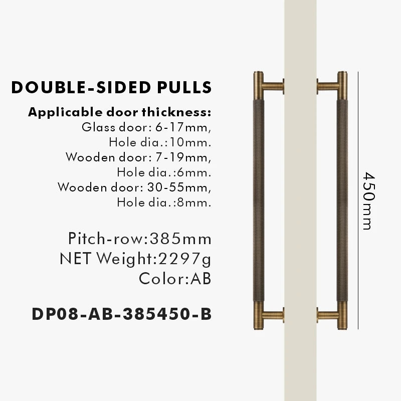 Nurlin Brass Door Double Sided Knurled Pull Bar