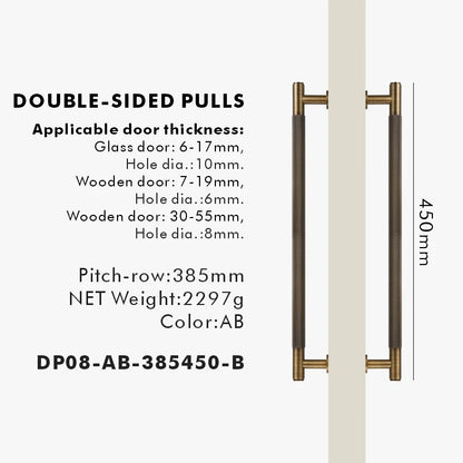 Nurlin Brass Door Double Sided Knurled Pull Bar