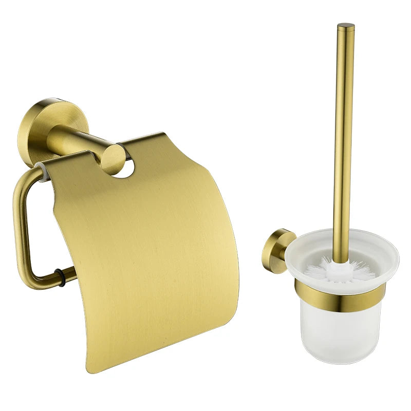 Bathroom Hardware Brushed Gold Toilet Brush Holder Robe