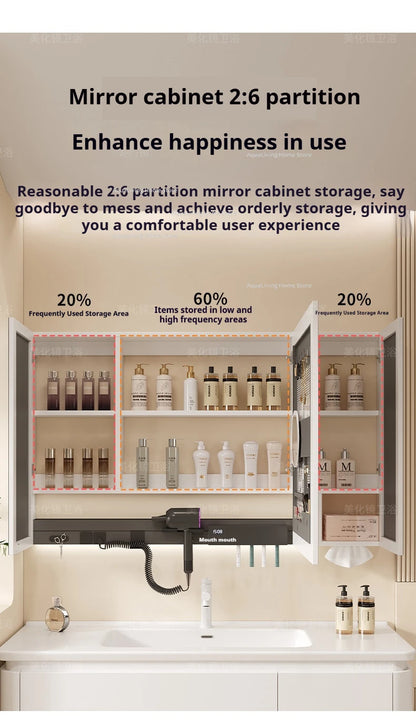 Modern Smart Bathroom Mirror Cabinet Wall-Mounted Vanity Mirror