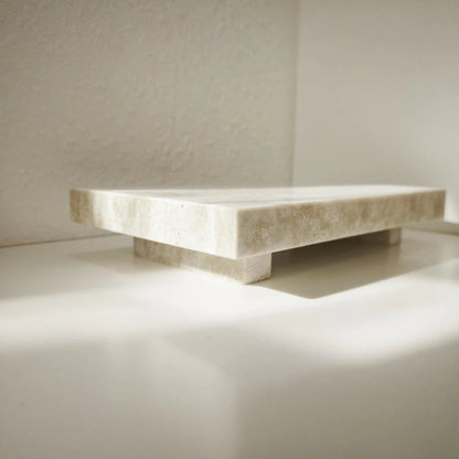 Natural Marble Pedestal Stand Versatile Soap Jewelry Tray
