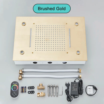 Black Embedded Ceiling Shower Head Intelligent Remote Control