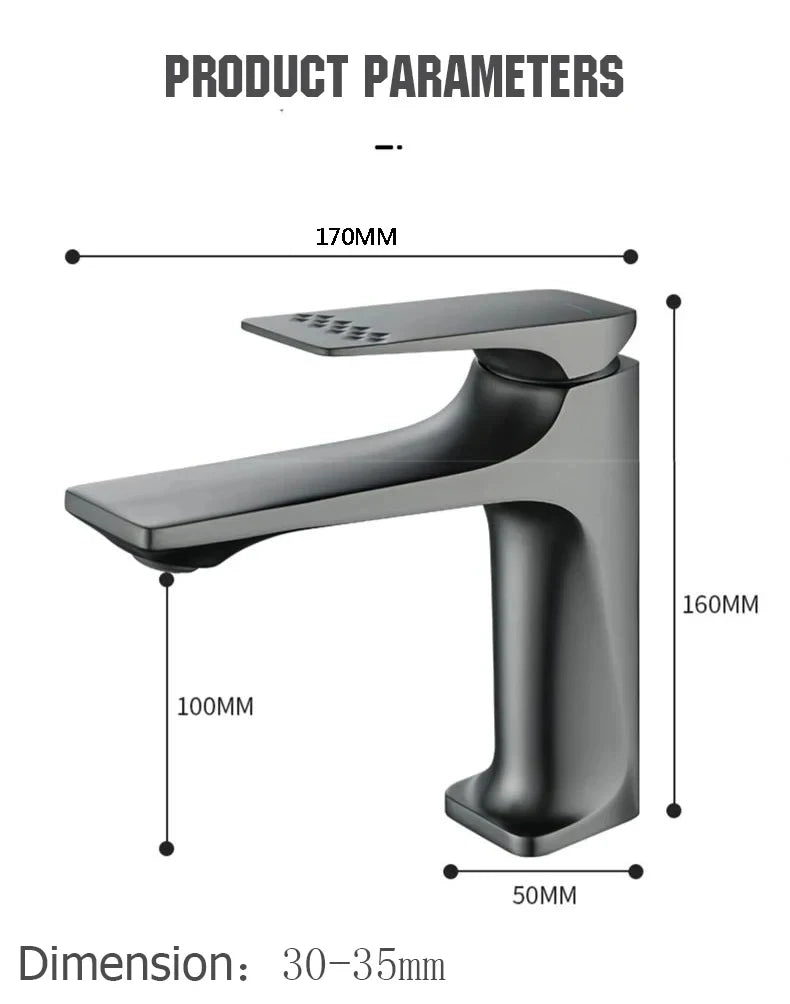 Brass Core Modern Bathroom Sink Faucet Handle Deck