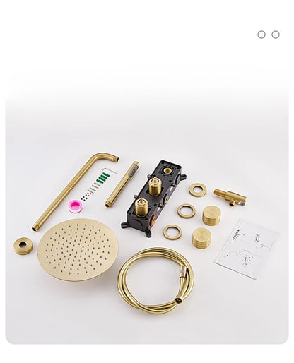 Bathroom Shower System Brushed Gold Cold Faucet Bath