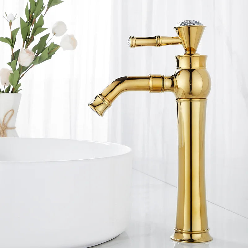 Chrome Basin Faucets Modern Gold Deck Mounted Bathroom