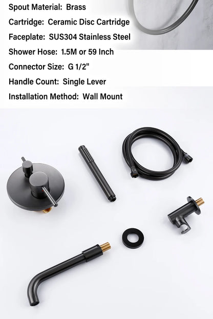 Bathtub Mixer Tap Shower Cold Bathroom Faucet Brushed