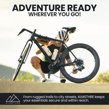 ALMSTHRE Compact Bike Frame Bag, Weather-Resistant, Waterproof Zippers, Rust Red 5