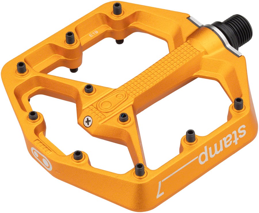 Crank Brothers Stamp 7 Orange Platform Pedals 9/16" Aluminum Body Small 3