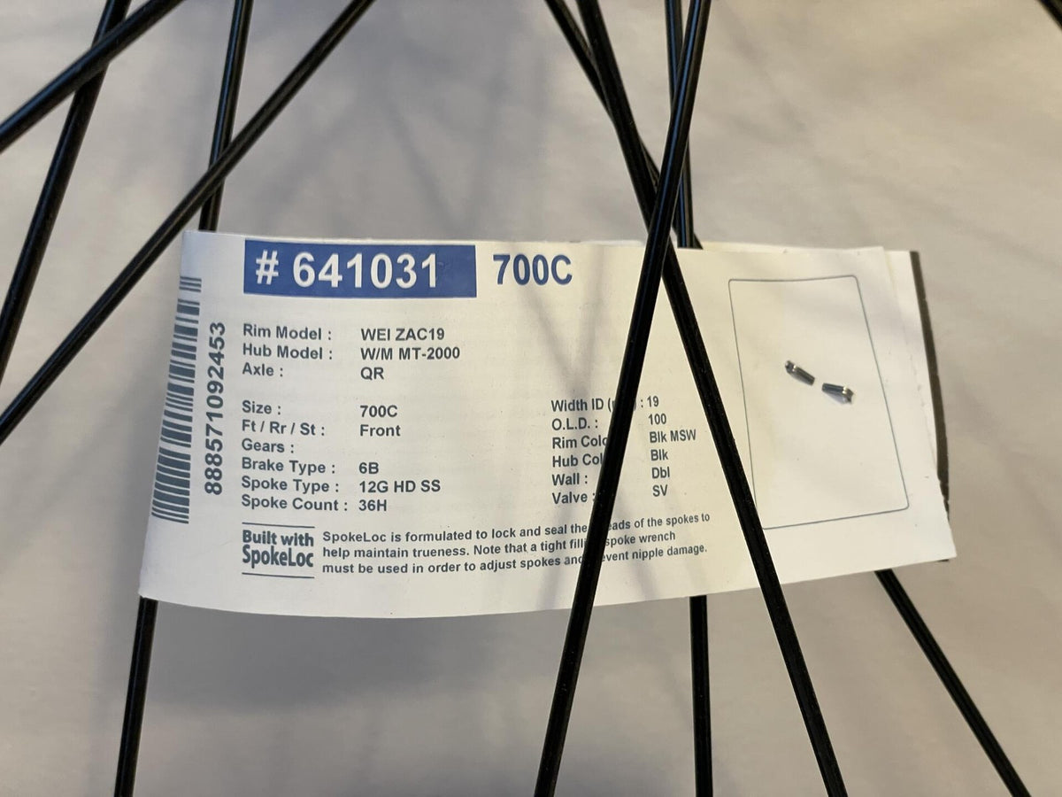 New Unused Wheelmaster 622x19 Weinmann ZAC19 Black MSW 36h MT2000 6b QR Black 2