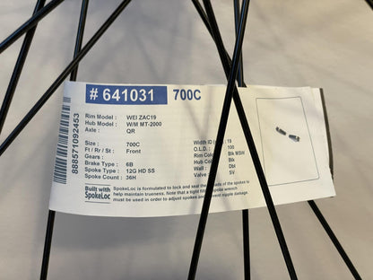 New Unused Wheelmaster 622x19 Weinmann ZAC19 Black MSW 36h MT2000 6b QR Black 2
