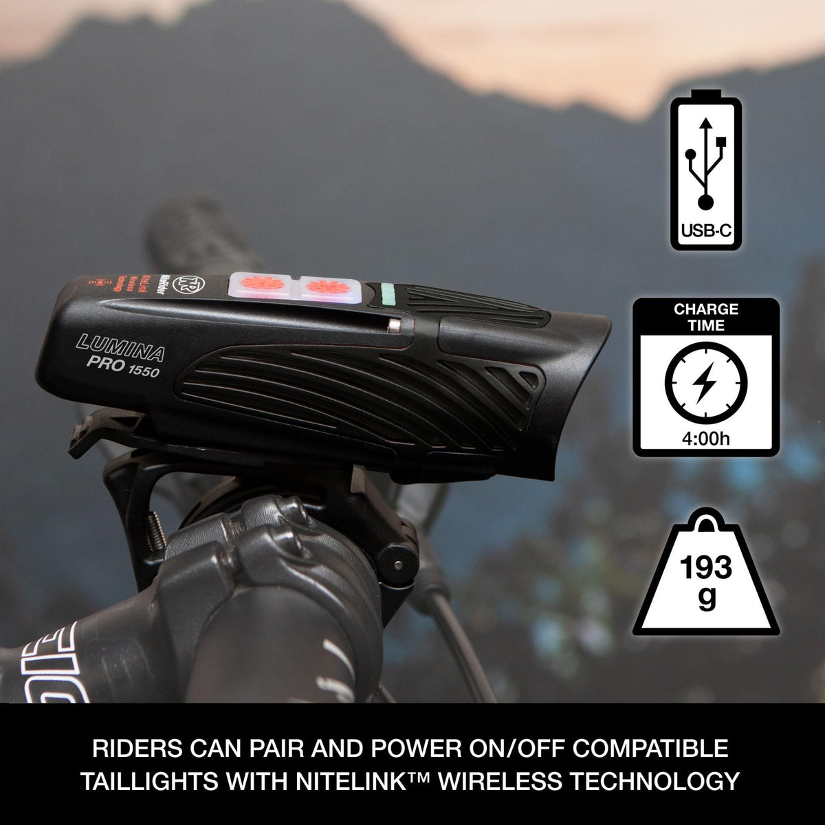 NiteRider Lumina Pro 1550 NiteLink USB-C Rechargeable Bike Light Powerful 8 3