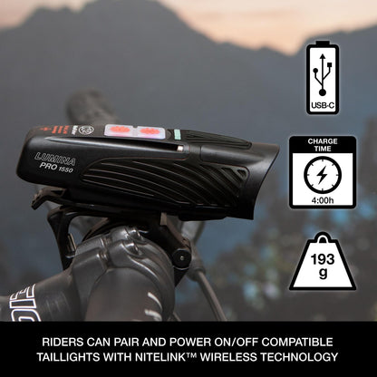 NiteRider Lumina Pro 1550 NiteLink USB-C Rechargeable Bike Light Powerful 8 3