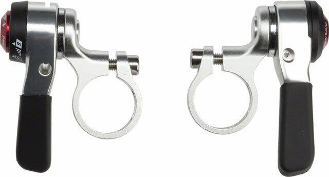 microSHIFT Thumb Shifter Set 9-Speed Double/Triple Shimano Compatible Silver 1