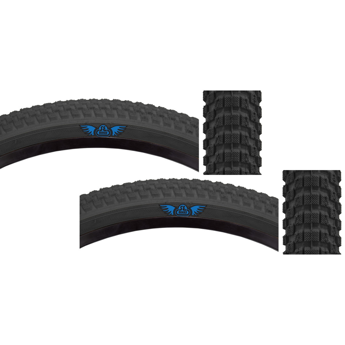 Pack of 2 SE Bikes Cub 24 x 2.0 Clincher Wire TPI 65 Black/Black Reflective BMX 1