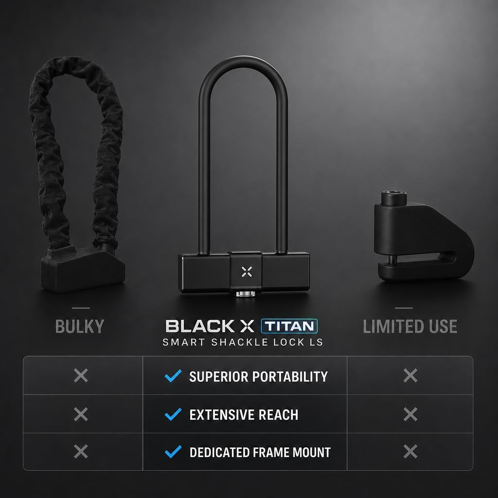 Black X Titan Smart Shackle Lock LS, Bicycle, Motorcycle, Scooter or Bike Lock 5