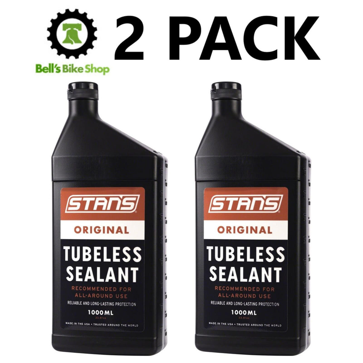 2 PACK: Stans NoTubes Original Tubeless Tire Sealant 1000mL Bottles Bike Repair 1