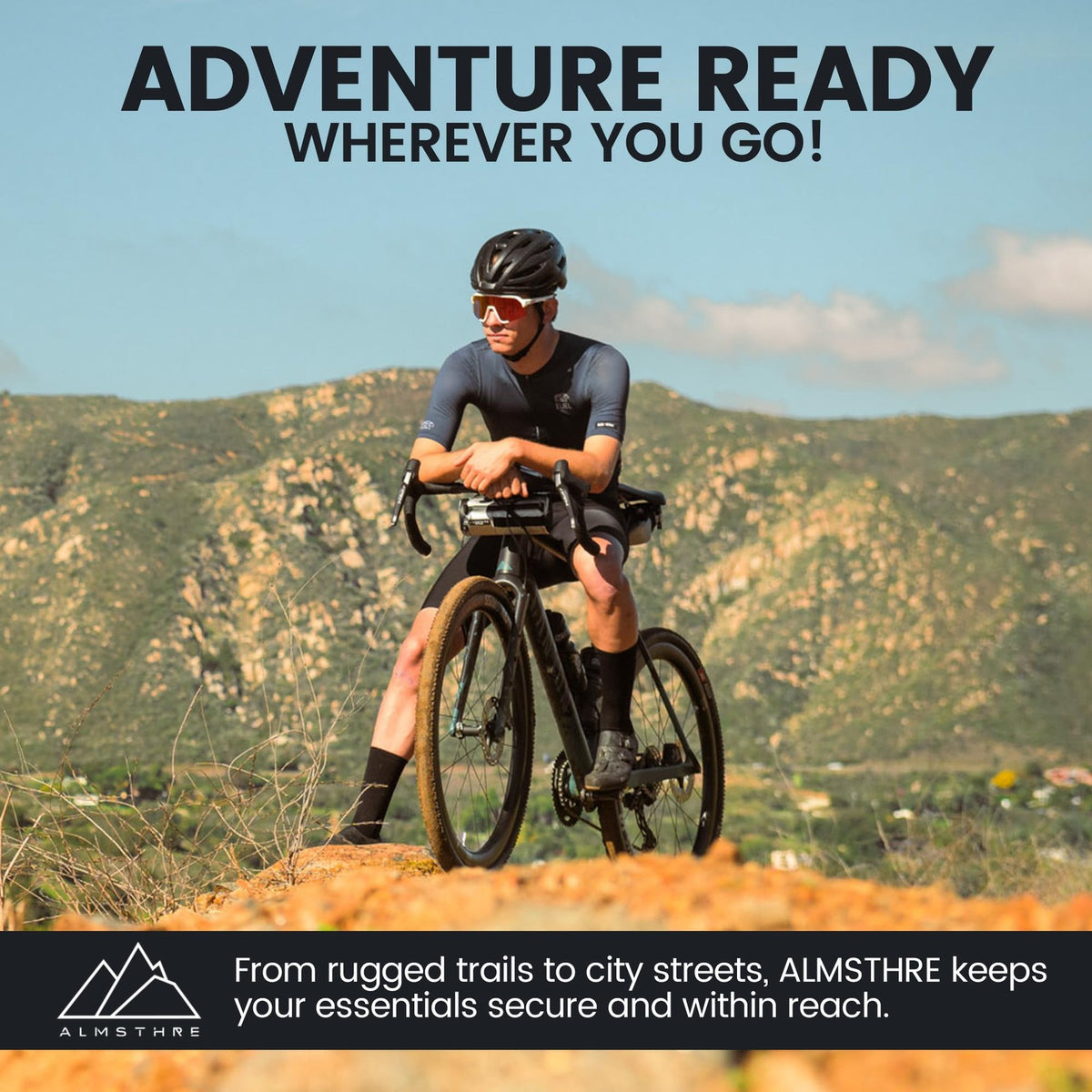 ALMSTHRE Signature Bar Bag – Sterling Silver | Hard-Shell Bike Handlebar Bag 4